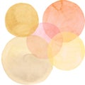 Abstract beautiful artistic tender wonderful transparent bright autumn orange yellow red circles different shapes pattern watercol