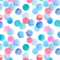 Abstract beautiful artistic tender wonderful transparent bright colorful circles pattern watercolor hand sketch. Royalty Free Stock Photo