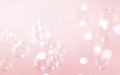 Abstract Beautiful Blurred, Defocus Soap Bubbles Floating on A Pink. Soap Sud Bubbles Water