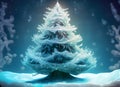 Beautiful chrismas tree freeze frozen under the water, Generative AI