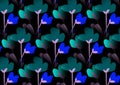 Abstract Beautiful Colourful Seamless Flowers And Leaves Pattern Background.