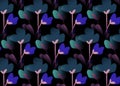 Abstract Beautiful Colourful Seamless Flowers And Leaves Pattern Background.