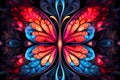 Abstract beautiful fantastic fractal butterfly on a dark background.