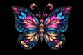 Abstract beautiful fantastic fractal butterfly on a dark background.