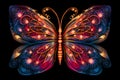 Abstract beautiful fantastic fractal butterfly on a dark background.