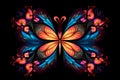 Abstract beautiful fantastic fractal butterfly on a dark background.