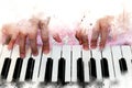 Abstract beautiful hand playing keyboard of the piano