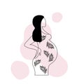 Abstract beautiful pregnant woman in minimal modern one line art style Royalty Free Stock Photo