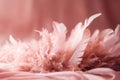 Abstract beautiful soft pink feathers on pink background. AI generated.