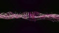Abstract beautiful spinning bended pink and white lines isolated on black background, seamless loop. Animation. Rotating