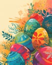 Abstract beautiful spring colours easter eggs background. vertical mobile position Royalty Free Stock Photo