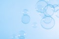 Abstract Beautiful Transparent Blue Soap Bubbles Background. Soap Sud Bubbles Water Royalty Free Stock Photo