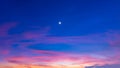 Abstract of Beautiful Twilight sky with soft cloud,stars and colorful sunset nature  2022 color Trends background Royalty Free Stock Photo