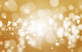 Abstract Beautiful White Bokeh Glitter Lights Yellow or Golden Background. Defocused Effect Wallpaper, Celebration Christmas Royalty Free Stock Photo