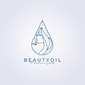 Abstract Beauty Oil Or Water Drop For Woman Beauty Care , Face And Hair Health Simple Minimal Line Icon Symbol Label Template Logo