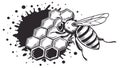 Abstract Bee and Exploding Honeycomb Vector Splash, vector design Generative AI Royalty Free Stock Photo