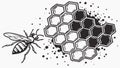 Abstract Bee with Honeycomb Splash Outline Vector, vector design Generative AI Royalty Free Stock Photo