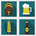 Abstract beer icons set with long shadow Royalty Free Stock Photo