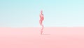 Abstract Bendy Wavy Woman Blue Sky Pink Sand Unique Futuristic Avant-Garde Fashion Style Artwork