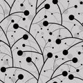 Abstract berry on branches black seamless