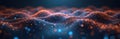 Abstract big data analysis background. Luminous orange dots grid represents structure, complexity of bigdata. Lines connect Royalty Free Stock Photo