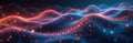 Abstract big data background with glowing wavy lines, colorful streams. Visualizing dynamic interplay information against shadowy