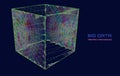 Abstract big data 3D digital cubes connecting in system net. Quantum computing concept on dark background. Artificial intelligence Royalty Free Stock Photo