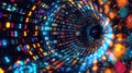 Abstract big data flow in network with streams of binary code turning into colorful patterns. Big data visualization Royalty Free Stock Photo