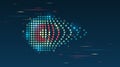 Abstract big data visualization with colorful dots forming a digital eye and binary code, representing analytics, machine learning Royalty Free Stock Photo