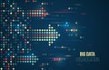 Abstract big data visualization with colorful dots forming directional arrows, symbolizing data flow, movement, analytics, and Royalty Free Stock Photo