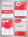 Abstract big set of red triangular geometric design brochure and flyer template, vector illustration