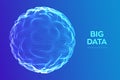 Abstract bigdata science background. Sphere grid wave. Big data innovation technology. Blockchain network analysis. Ai tech