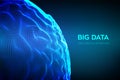 Abstract bigdata science background. Sphere grid wave. Big data innovation technology. Blockchain network analysis. Ai tech