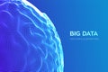 Abstract bigdata science background. Sphere grid wave. Big data innovation technology. Blockchain network analysis. Ai tech