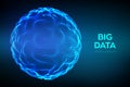 Abstract bigdata science background. Sphere grid wave. Big data innovation technology. Blockchain network analysis. Ai tech