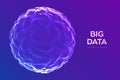 Abstract bigdata science background. Sphere grid wave. Big data innovation technology. Blockchain network analysis. Ai tech