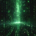 Abstract Binary Code Cascade In Green Against Black Background Royalty Free Stock Photo