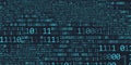 Abstract binary code cloud background. AI learning on data cyber field. Futuristic digital technology.