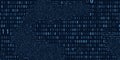 Abstract binary code cloud background. AI learning on data cyber field. Futuristic digital technology.