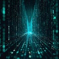 Abstract Binary Code Flowing Through Digital Tunnel in Teal and Black Royalty Free Stock Photo