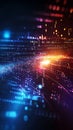 Abstract Binary Code Stream with Glitch Effect in Blue and Orange Light Royalty Free Stock Photo