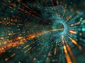 Abstract Binary Code Symphony - Digital Data Chaos in Blue and White