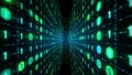 Abstract Binary Code Tunnel with Glowing Green Numbers Royalty Free Stock Photo