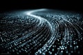 Abstract binary digital matrix with glowing pathways symbolizing data flow and processing Royalty Free Stock Photo
