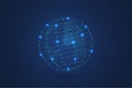 Abstract Binary world map with Blue Polygonal Space Background with Connecting Dots and Lines
