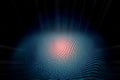 Abstract binary zero-one code text in wave format with power energy in glow red color at center Royalty Free Stock Photo