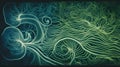 Abstract bioluminescent patterns in vibrant organic swirls and dark background Royalty Free Stock Photo