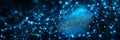 Abstract Biometric Data Visualization With Digital Fingerprint On Blue Technology Background.