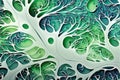 Abstract Biomimetic Pattern with Green Spherical Structures