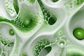 Abstract Biomimetic Pattern with Green Spherical Structures